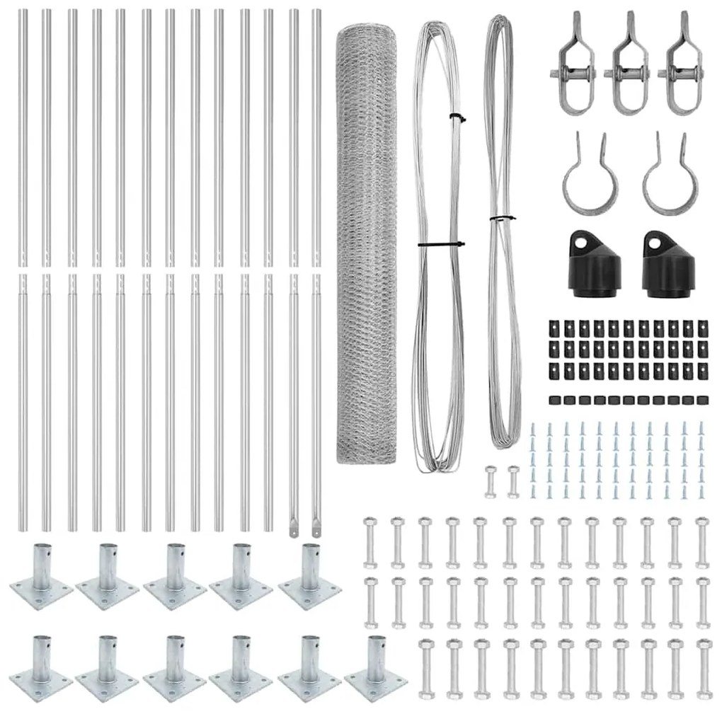 vidaXL Στύλος Περιφράξεων Ασημί 25 x 1 μ (25 χιλιοστά δίχτυ) Ατσάλι