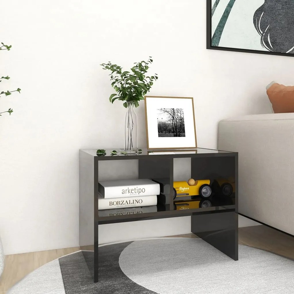 vidaXL Τραπέζι Βοηθητικό Γυαλιστερό Μαύρο 60 x 40 x 45 εκ. Μοριοσανίδα