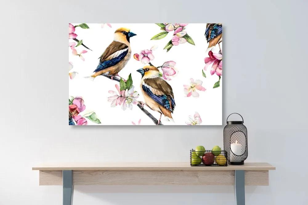 Εικόνα πουλιών σε κλαδί δέντρου - 120x80