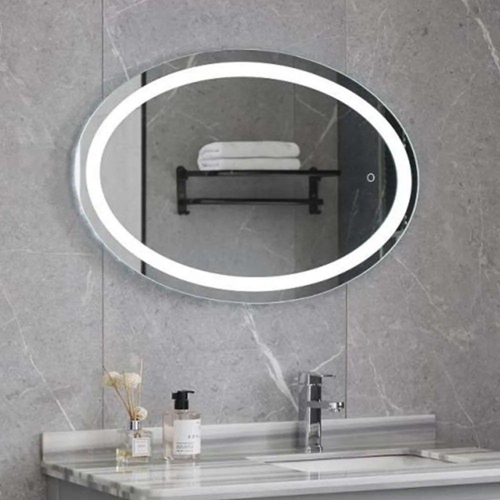 Καθρέπτης Μπάνιου Σκέτος Ovale 77-0120 Με Φως Led Touch 60x80cm Clear Gloria Glass