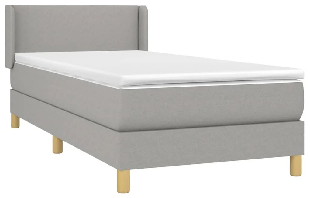 vidaXL Κρεβάτι Boxspring με Στρώμα Ανοιχτό Γκρι 80x200 εκ. Υφασμάτινο