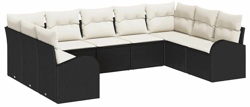 vidaXL Σετ Καναπέ Κήπου 9 pcs Μαύρο Πολυ ράταν