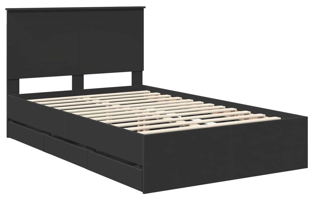 vidaXL Σκελετός Κρεβατιού Μαύρο 135 x 190 cm Μηχανήματος Ξύλο