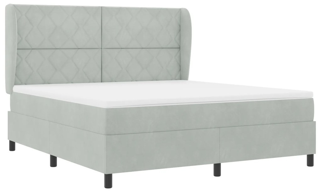 vidaXL Κρεβάτι Box Spring με στρώμα Ανοιχτό Γκρι 180x200 εκ Βελούδο