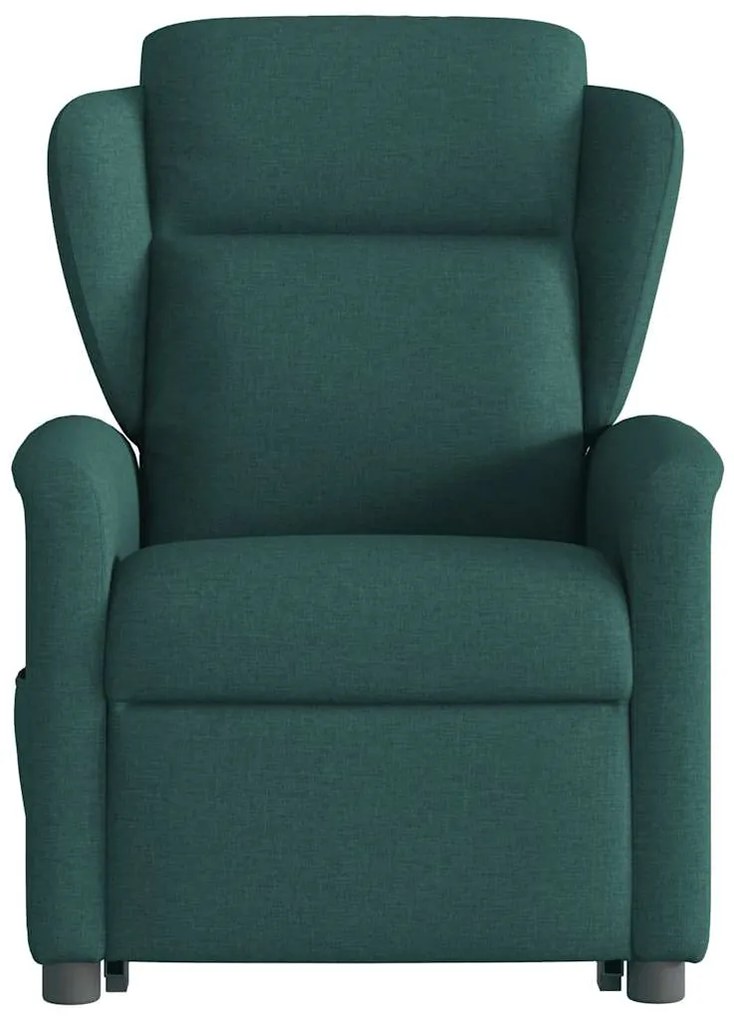 vidaXL Πολυθρόνα Ανακλινόμενη με Ανύψωση Σκούρο Πράσινη Υφασμάτινη