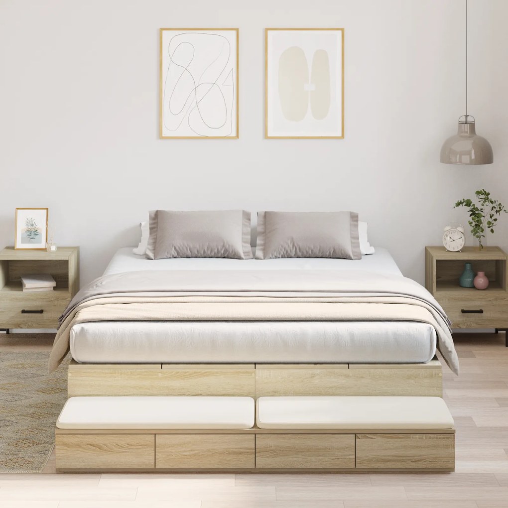 vidaXL Κρεβάτι Αποθήκευσης σε Χρώμα Σοένα 135x190 εκ.