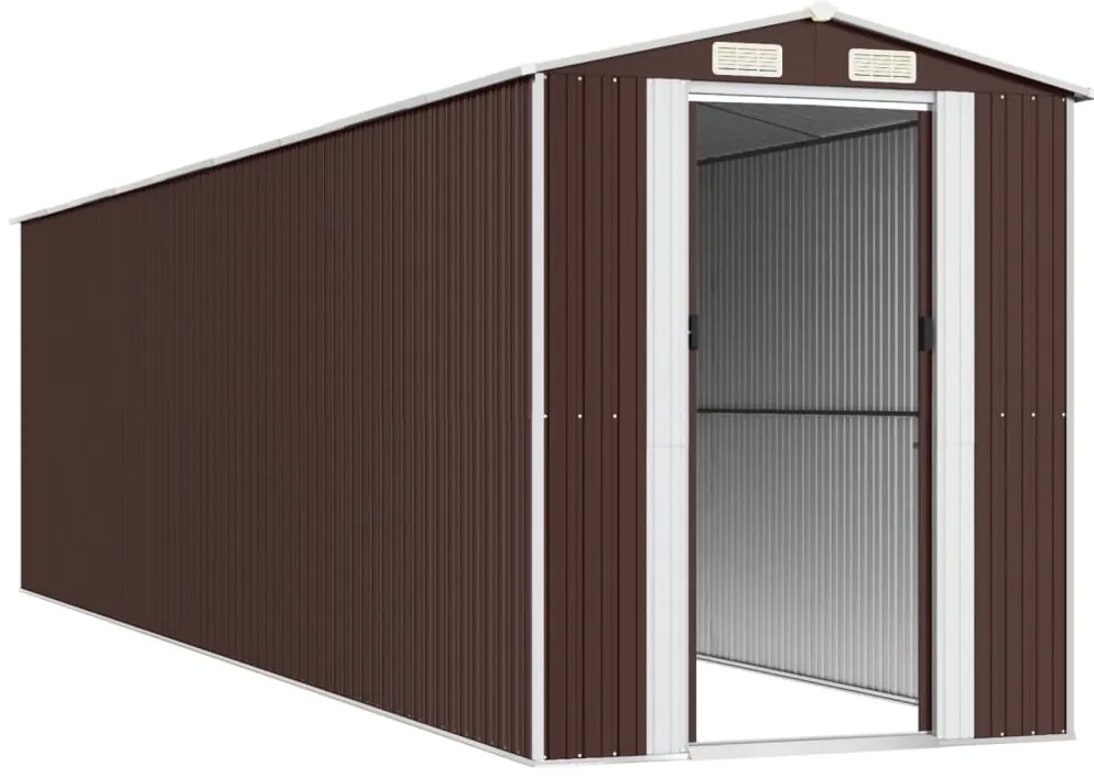 vidaXL Αποθήκη Κήπου Σκούρο καφέ 192x772x223 εκ. Γαλβανισμένο Ατσάλι