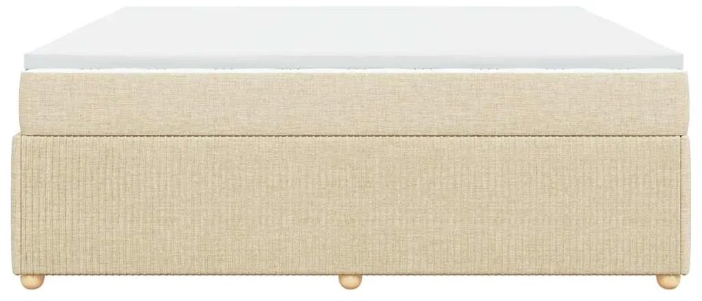 vidaXL Κρεβάτι Boxspring με Στρώμα Κρεμ 200x200 εκ. Υφασμάτινο