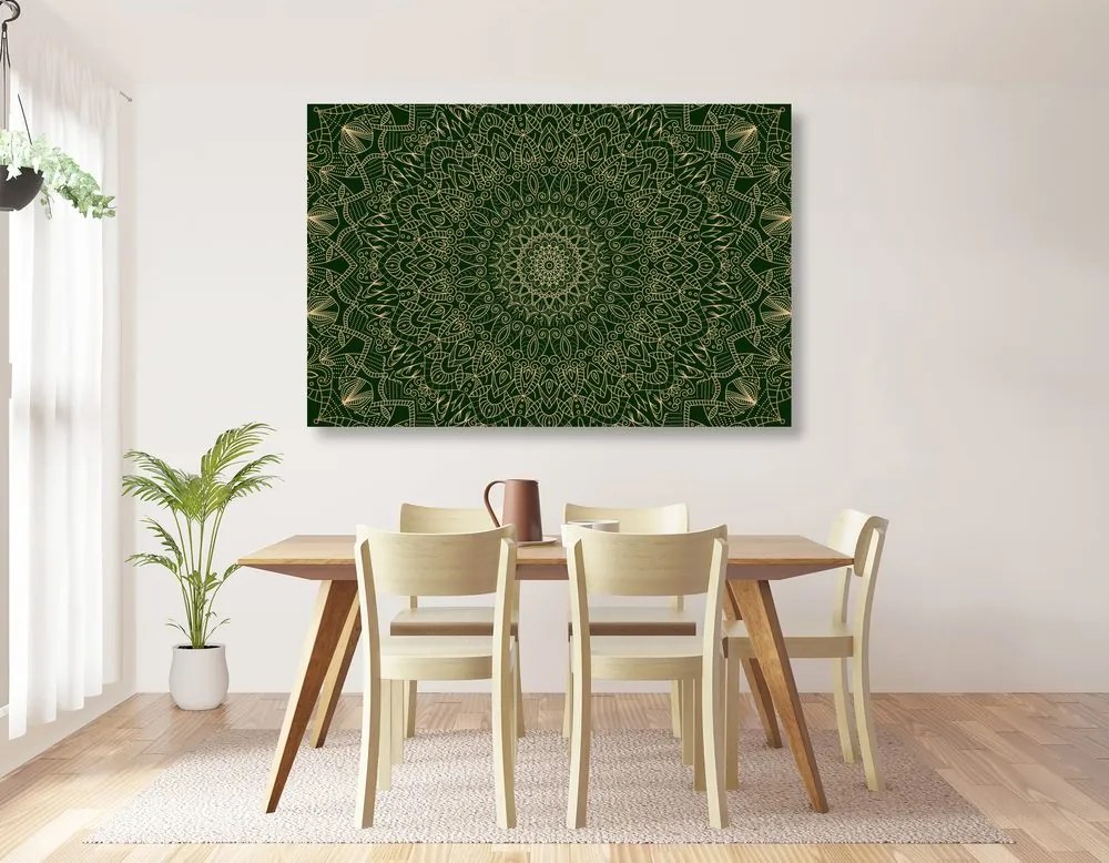 Εικόνα λεπτομερώς διακοσμητικό Mandala σε πράσινο χρώμα