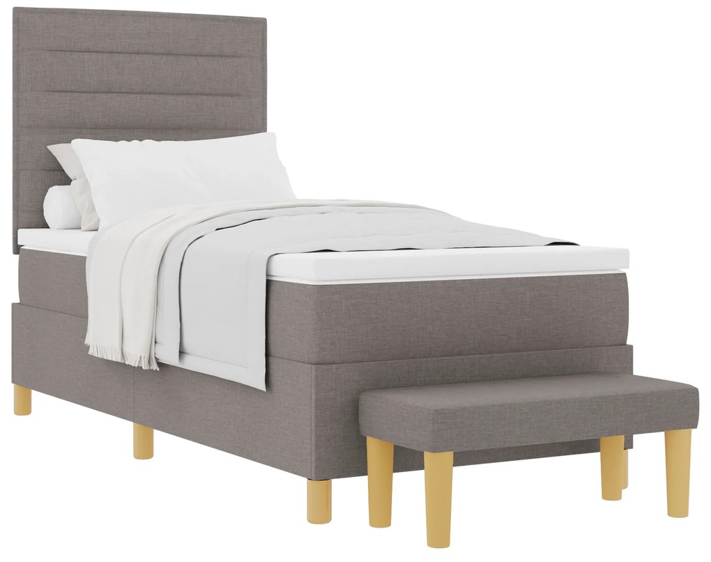 vidaXL Box Spring Κρεβάτι με Στρώμα & Πάγκο Ταύρου 90x190 εκ. Ύφασμα