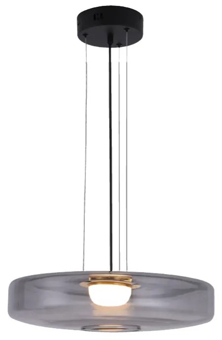 Inlight Κρεμαστό φωτιστικό από φιμέ γυαλί 12W 1644LM 3000K D:45x11cm (4069-Smoky) - 4069-Smoky