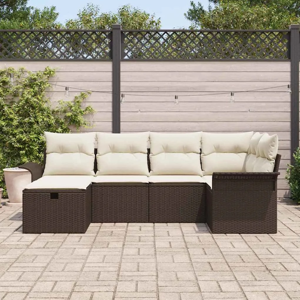 vidaXL Σετ Καναπέ Κήπου 6 pcs Καφέ και κρεμ 242.5 x 132.5 x 85 εκ.