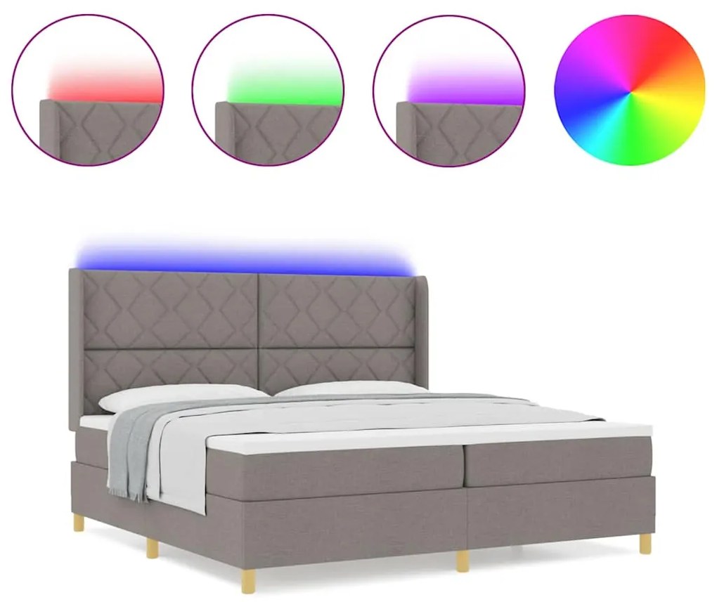 vidaXL Κρεβάτι με ελατήρια με στρώμα Taupe 200 x 200 cm ύφασμα