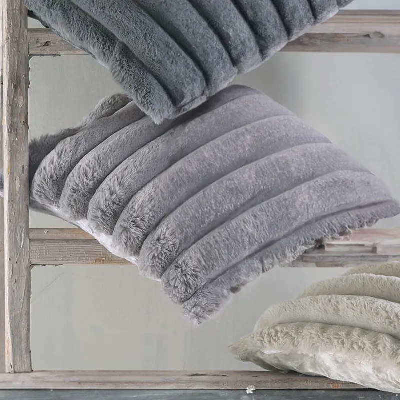 Διακοσμητικές Μαξιλαροθήκες Γούνινες (Σετ 2τμχ) Rythmos Trinity Grey