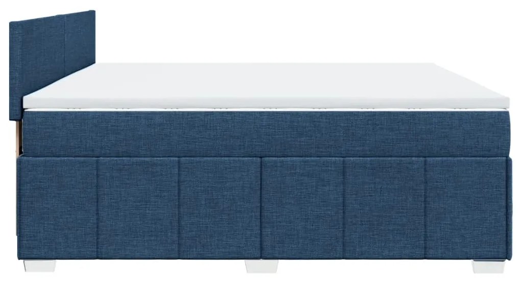 vidaXL Κρεβάτι Boxspring με Στρώμα Μπλε 200x200 εκ. Υφασμάτινο