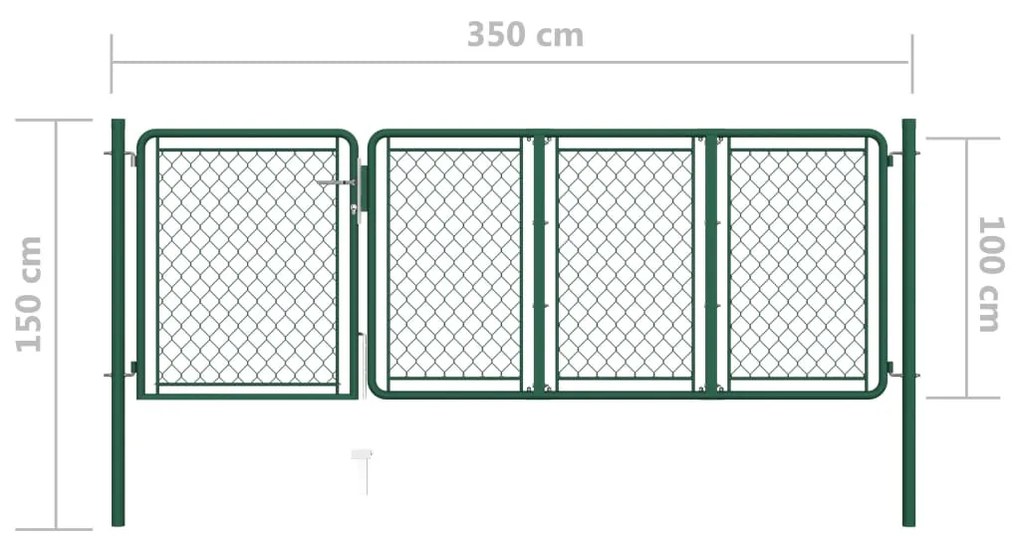vidaXL Πόρτα Περίφραξης Κήπου Πράσινη 100 x 350 εκ. Ατσάλινη