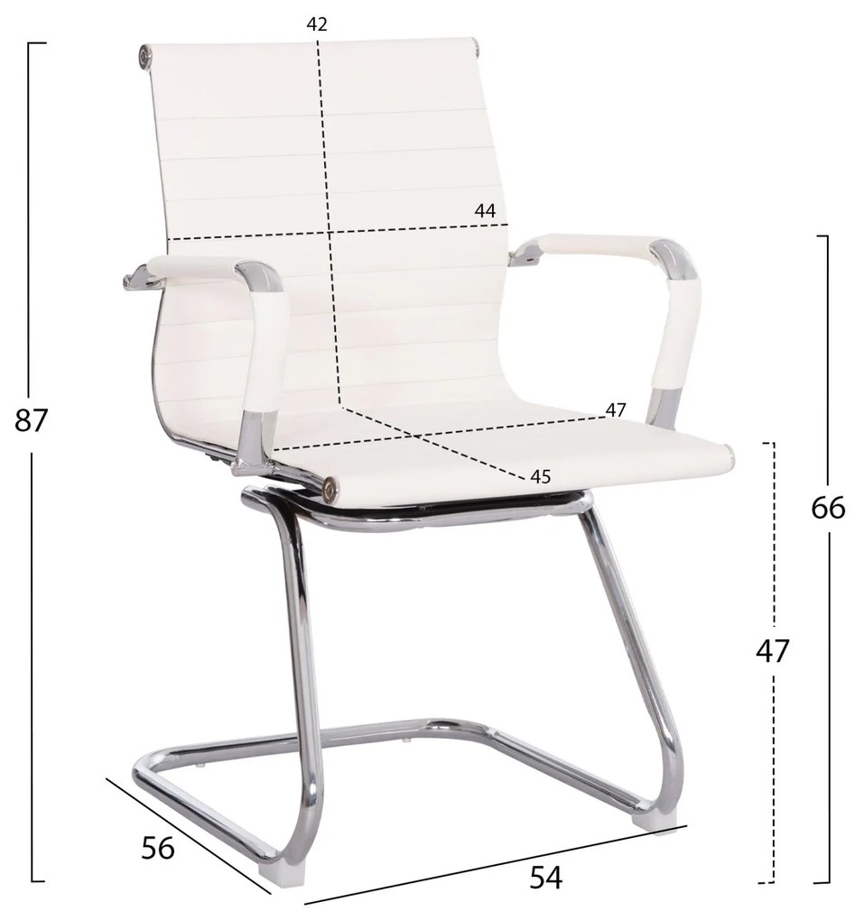 Καρέκλα επισκέπτη Boss με μπράτσα και λευκό PU 54x56x87Υ εκ. 2αδα