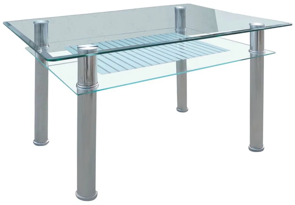 Τραπέζι BLANC Διάφανο/Χρώμιο Γυαλί/Μέταλλο 90x60x75cm