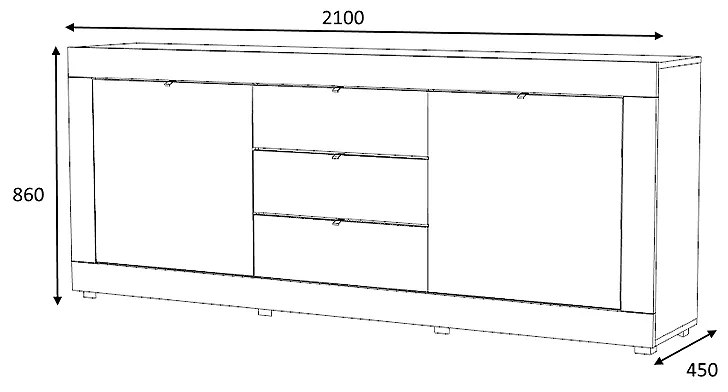 Μπουφές μελαμίνης Ocean Megapap χρώμα ανθρακί 210x45x86εκ. - GP028-0038,3 - GP028-0038,3