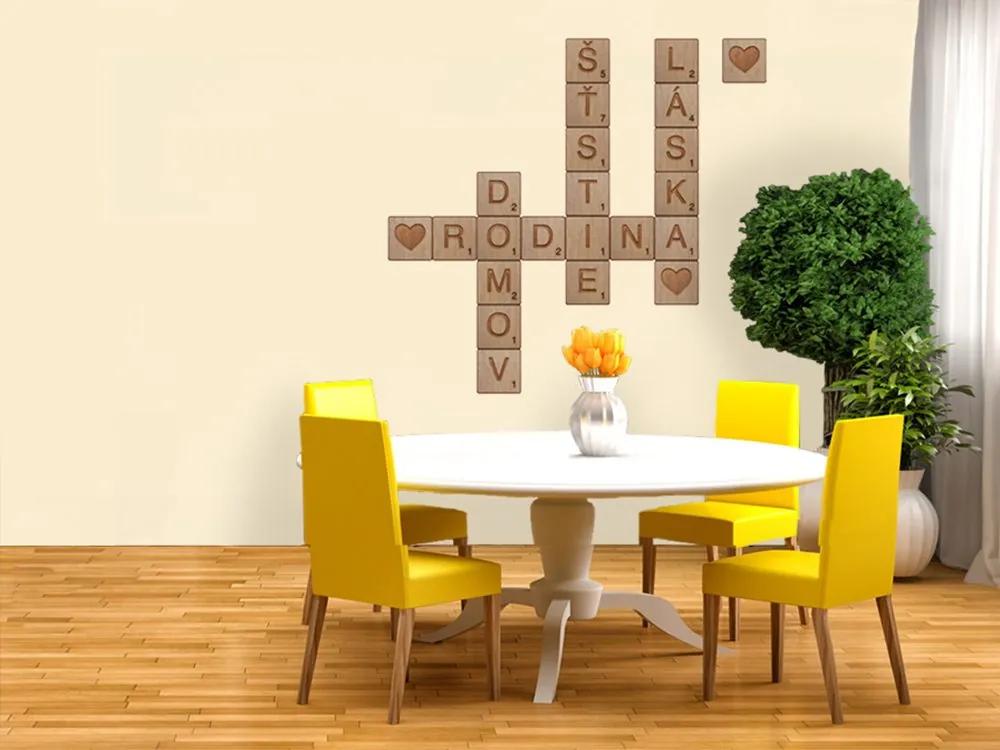 Διακοσμητικά αυτοκόλλητα τοίχου καφέ Scrabble - 50x70
