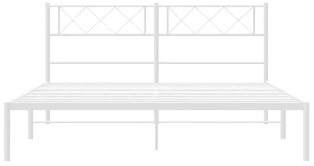 Πλαίσιο Κρεβατιού με Κεφαλάρι Λευκό 135 x 190 εκ. Μεταλλικό - Λευκό