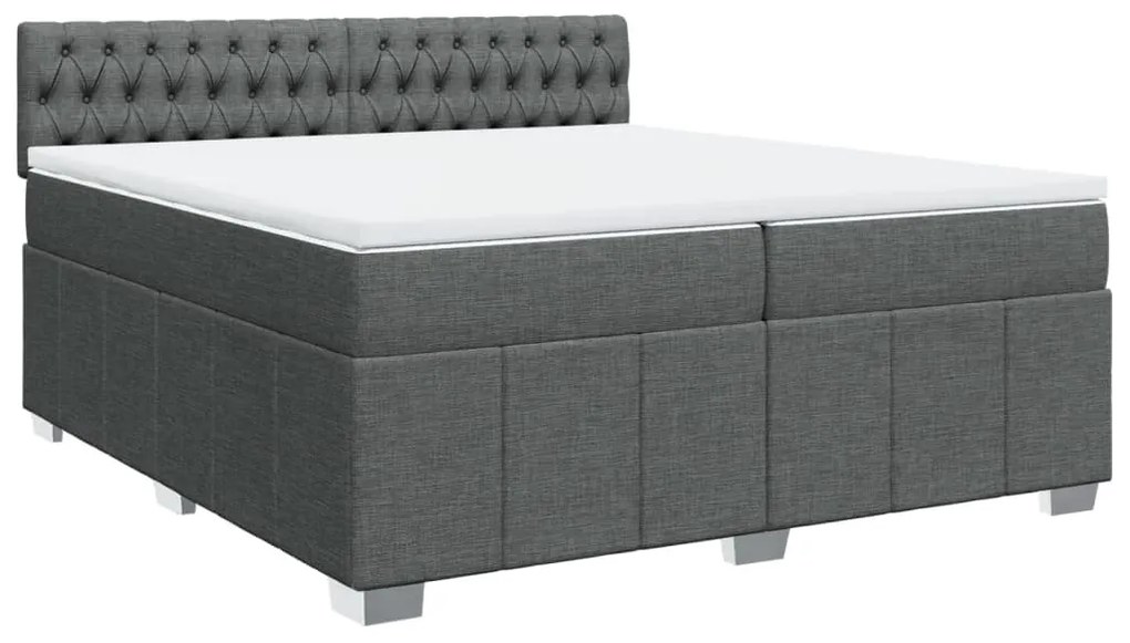 vidaXL Κρεβάτι Boxspring με Στρώμα Σκούρο Γκρι 200x200 εκ. Υφασμάτινο