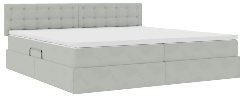 vidaXL Κρεβάτι με αποθηκευτικό χώρο και LED Ανοιχτό γκρι 200 x 200 cm