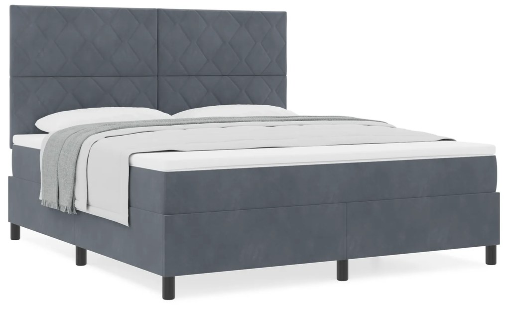 vidaXL Κρεβάτι Box Spring με Στρώμα Γκρι Σούπερ Κινγκ από Βελούδο