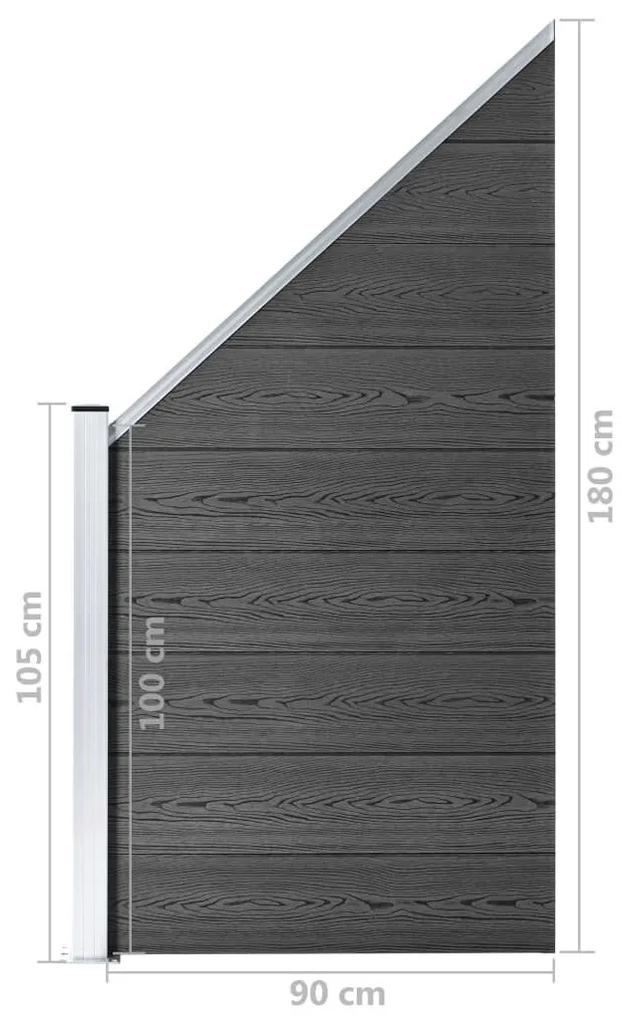 Σετ Πάνελ Περίφραξης Μαύρο 446 x (105-186) εκ. από WPC - Μαύρο