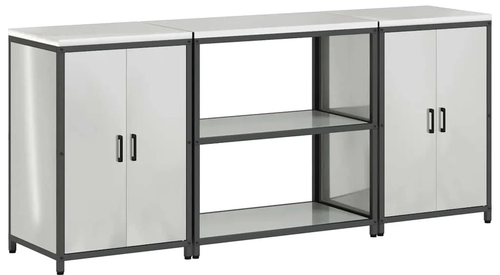 vidaXL Σετ Αποθήκευσης Κουζίνας με ράφι 3 pcs Ασημί 210 x 50 x 92 εκ
