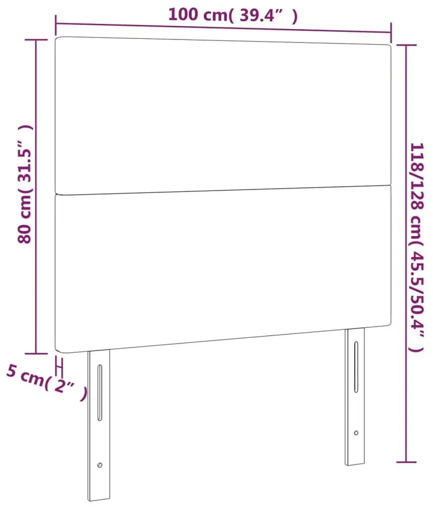 Κεφαλάρι Κρεβατιού LED Μαύρο 100x5x118/128 εκ. Βελούδινο - Μαύρο