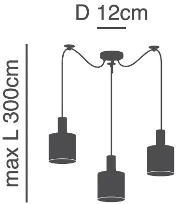 Φωτιστικό Οροφής  SE21-BL-4-BL3-SH12 ADEPT FLEX Black Pendant White, Grey, Brown Fabric Shade+ - 77-8919 - 51W - 100W - 77-8919