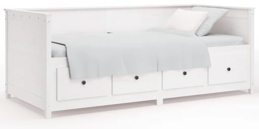 vidaXL Κρεβάτι ημέρας χωρίς στρώμα Λευκό 75x190 cm Στερεό ξύλο πεύκο