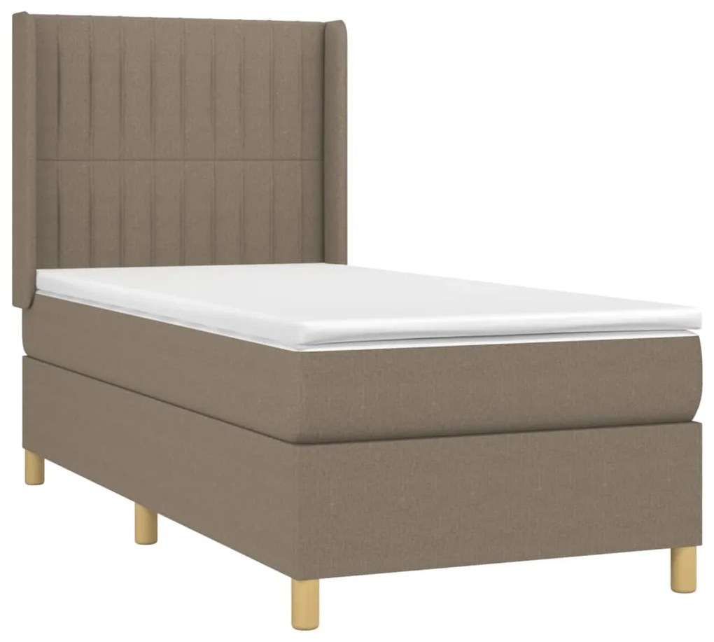 vidaXL Κρεβάτι Boxspring με Στρώμα &amp; LED Taupe 100x200 εκ. Υφασμάτινο