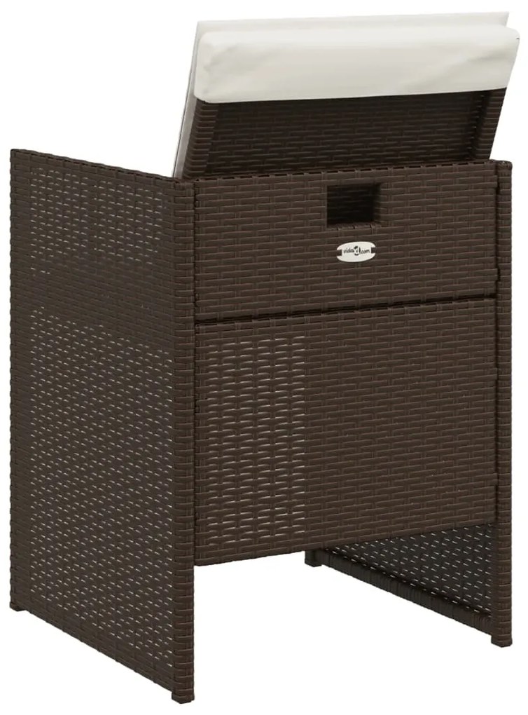 vidaXL Καρέκλες Κήπου 4 τεμ. Καφέ Συνθ. Ρατάν Μαξιλάρια