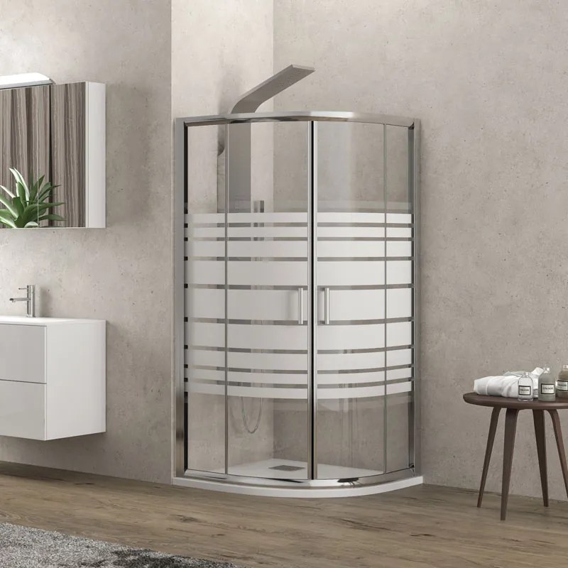 KARAG  NEW FLORA Καμπίνα ημικυκλική με σεριγραφάτο κρύσταλλο NEW FLORA 200 Χρωμέ KARAG 80x80x180cm KARAG-5206836552439