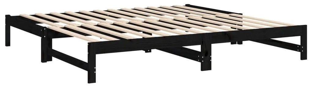 vidaXL Καναπές Κρεβάτι Συρόμενος Μαύρος 2x(100x200)εκ. από Μασίφ Πεύκο