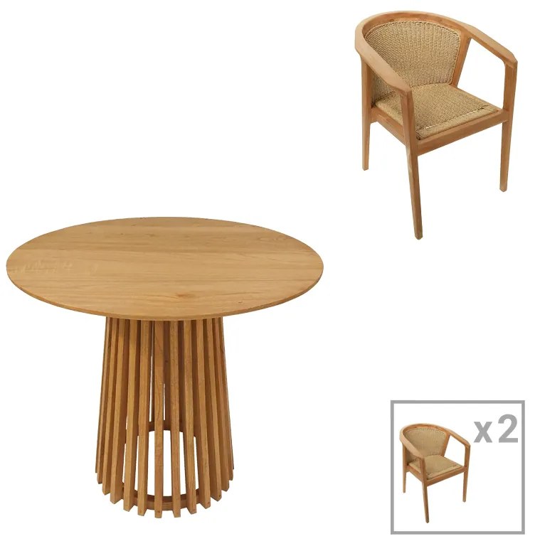 Τραπεζαρία Granny-Kenda Ι σετ 3τεμ σε φυσική-μπεζ απόχρωση Φ80x75εκ