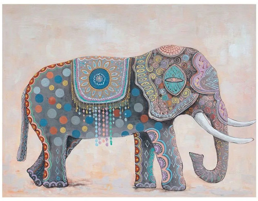 Πίνακας Καμβάς Pal Elephant  021640 100x3,5x76cm Multi Οριζόντιοι Wood, Canvas