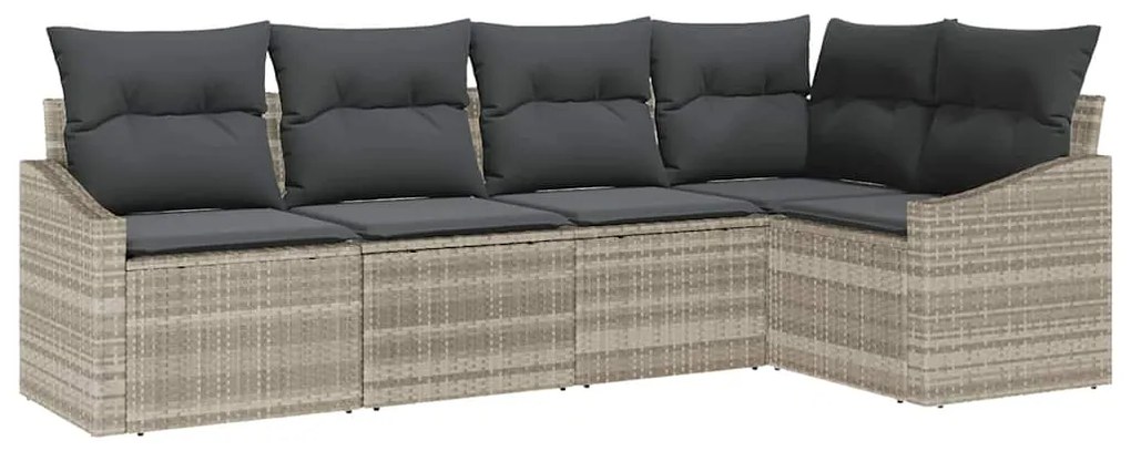 vidaXL Σετ Καναπέ Κήπου 5 pcs Ανοιχτό γκρι Πολυ ράταν