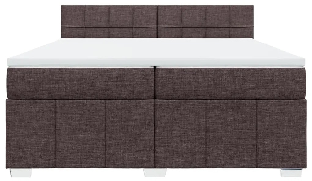 vidaXL Κρεβάτι Boxspring με Στρώμα Σκούρο Καφέ 200x200 εκ. Υφασμάτινο