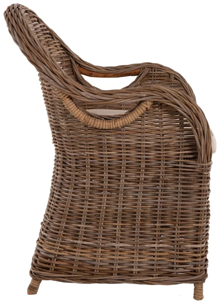Καρέκλα - Πολυθρόνα KEYLA C9536 Καφέ Rattan με Εκρού Μαξιλάρι 63x65x87Υεκ. 63x65x87 εκ.