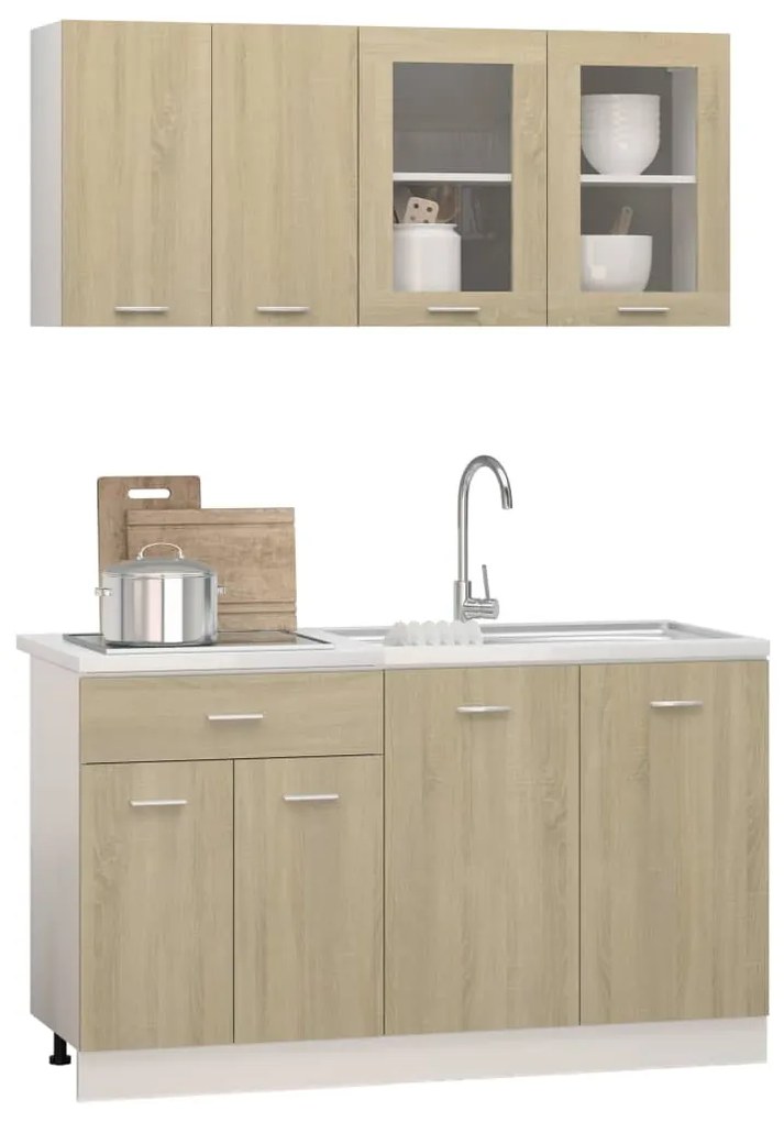 vidaXL Σετ Ντουλάπια Κουζίνας 4 Τεμαχίων Sonoma Δρυς Μοριοσανίδα