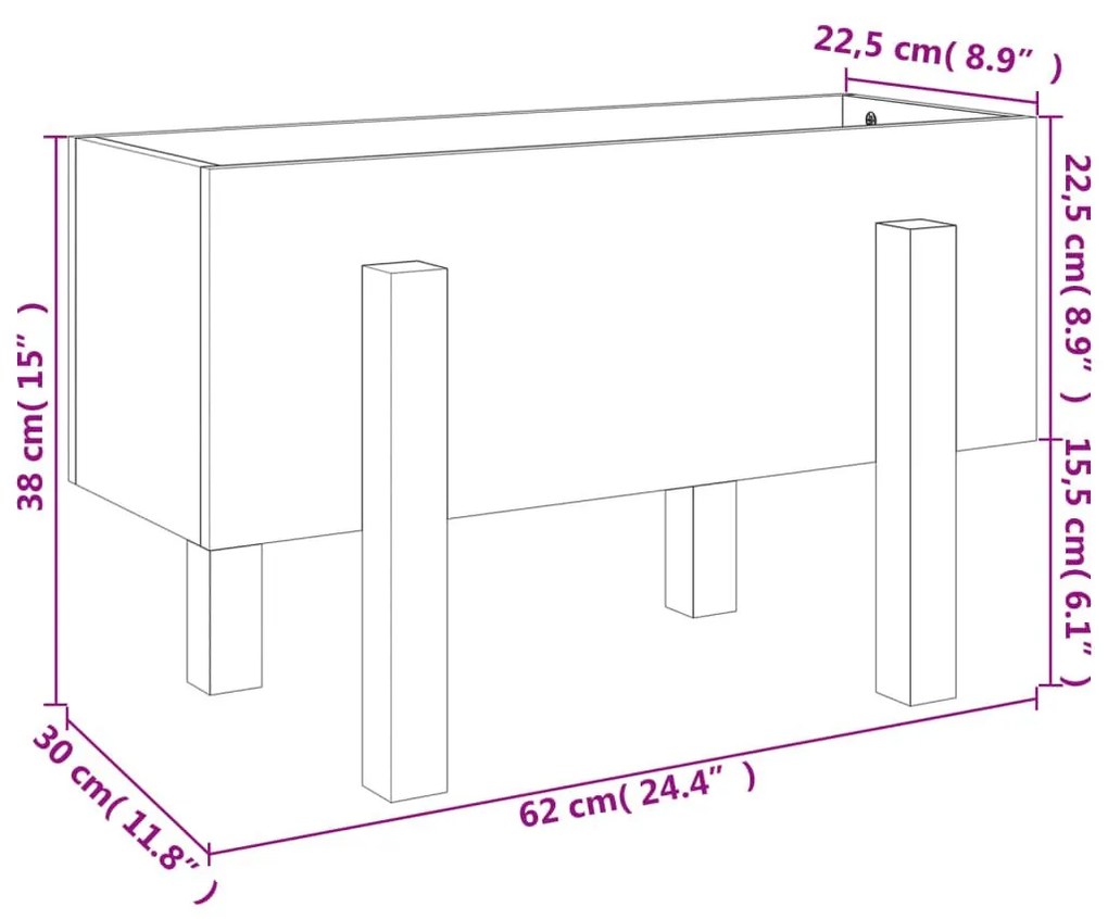 Ζαρντινιέρα Γκρι 62 x 30 x 38 εκ. από Μασίφ Ξύλο Πεύκου - Γκρι