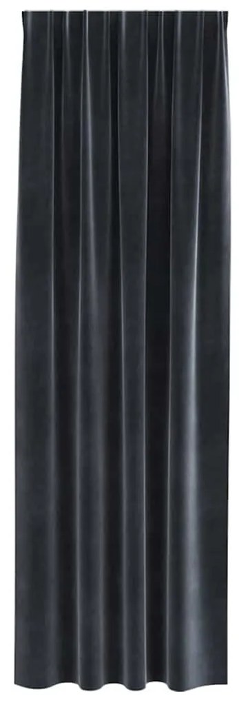 vidaXL Κουρτίνες με κουρτίνες 2 pcs Σκούρο γκρι 140 x 245 cm Βελούδο