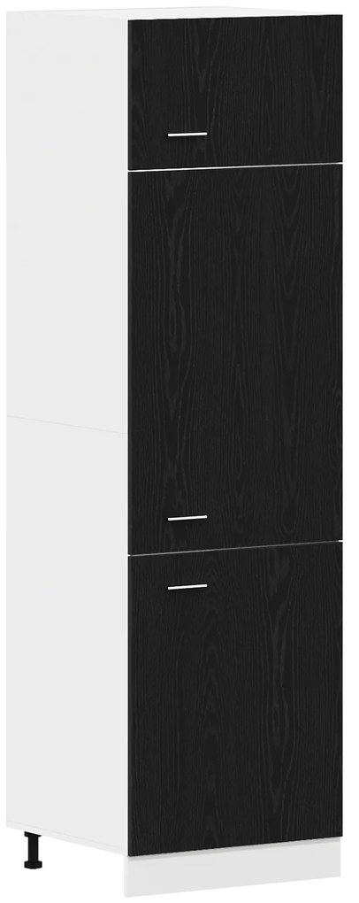 vidaXL Ντουλάπα Ψυγείου σε Μαύρη Δρυς - 60x57x207 εκ, Ξύλινη Κατασκευή