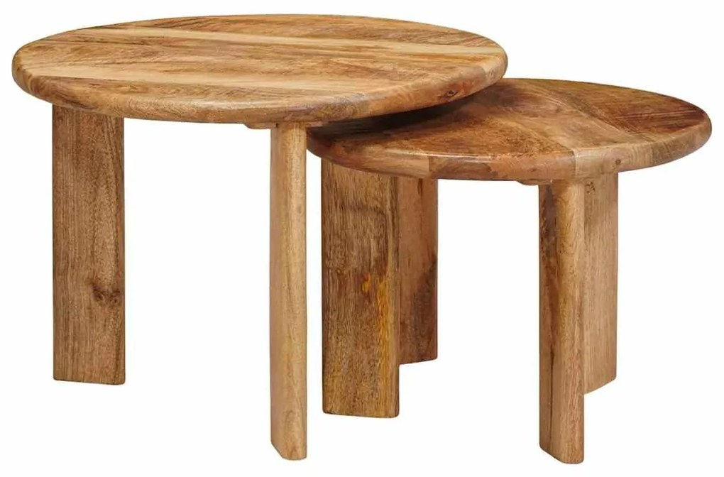 vidaXL Τραπεζάκια Καφέ Στερεών 2 pcs Καφέ Στερεό ξύλο μάνγκο