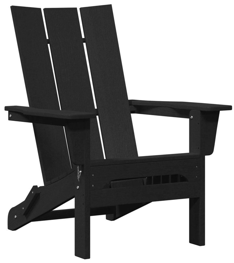 vidaXL Αναδιπλούμενη Καρέκλα Adirondack Μαύρη 74.5x80.5x90 cm HDPE