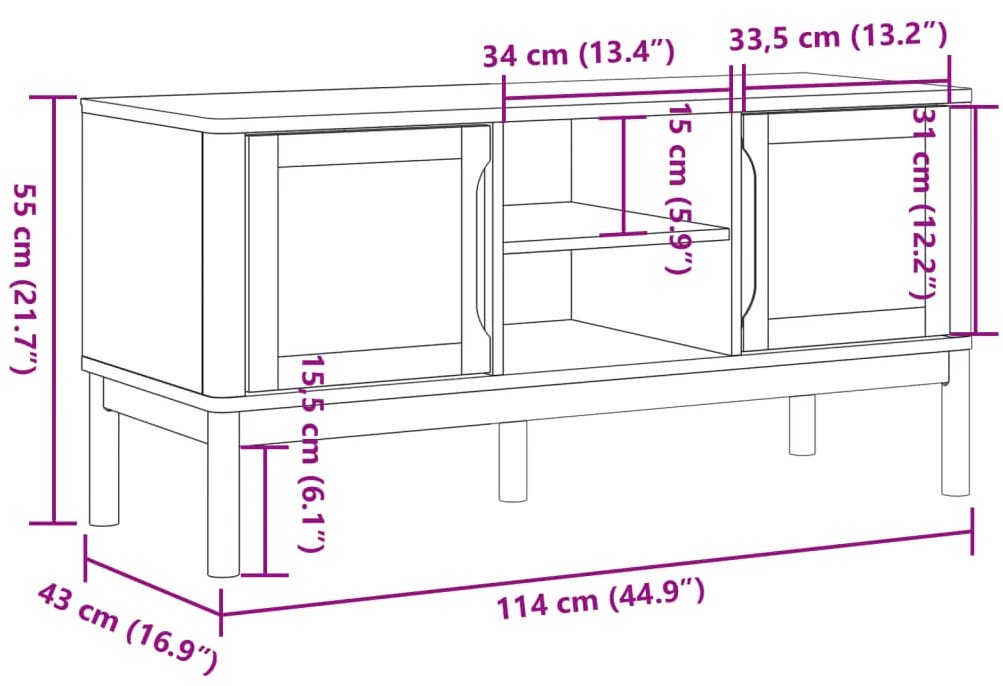 ΈΠΙΠΛΟ ΤΗΛΕΟΡΑΣΗΣ FLORO ΛΕΥΚΟ 114X43X55ΕΚ ΑΠΟ ΜΑΣΙΦ ΞΥΛΟ ΠΕΥΚΟΥ 374015