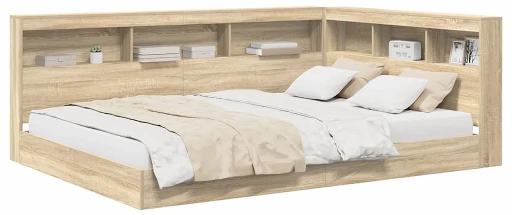 vidaXL Κρεβάτι Βιβλιοθήκης Sonoma Δρυς 140 x 200 cm Επεξεργασμένο ξύλο